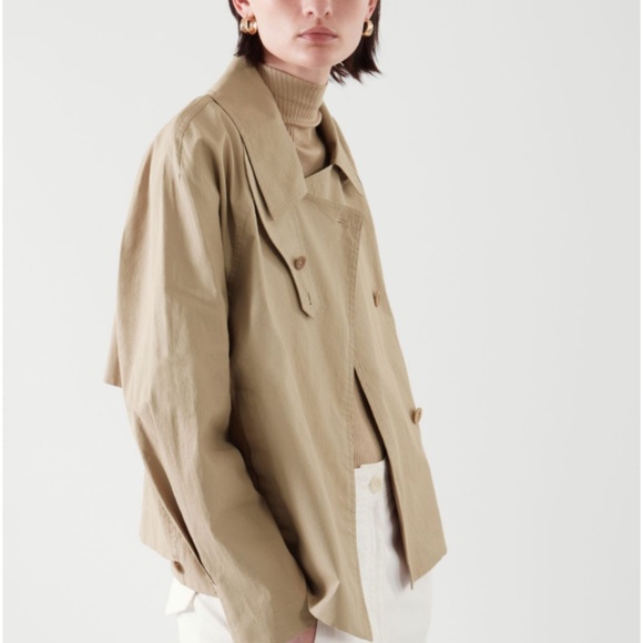 COS Chic Crop Trench in 100% Linen Sz US 2 S/M NEW - Picture 7 of 9